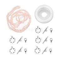 DIY Bracelets Necklaces Jewelry Sets, Natural Rose Quartz Chips Beads Strands, Toggle Clasps, Lobster Claw Clasps and Elastic Wire, 12.6x10.6x2.1cm(DIY-JP0004-40)
