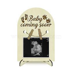 Arch Shape Wood Announcement Picture Frame Stand, for First Time Moms Baby Sonogram Frames, Word, 180x125x4mm, Hole: 10mm(DJEW-WH0070-001)
