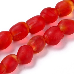 Handmade Lampwork Beads Strands, Frosted Nuggets, Red, 10x7.5~8x8mm, Hole: 1.2mm, about 40pcs/strand, 15.35 inch(39cm)(LAMP-I022-28A)