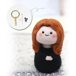 Elegant Woman DIY Keychain Needle Felting Kit, including Iron Needles, Foam Chassis & 5 Colors Wool, Iron Eye Pins, Keychain Accessories, Plastic Craft Eye, Hot Melt Glue Stick, Mixed Color, 5~140x5~90x0.5~19mm(DIY-I098-04)