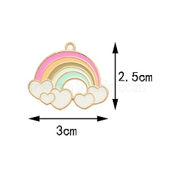Golden Alloy with Enamel Pendants, Pride Rainbow Flag Theme, Heart, 30x25mm(PW-WG87917-04)