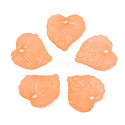 Transparent Acrylic Pendants, Frosted, Heart, Light Salmon, 16x15x3mm, Hole: 1.8mm, about 1400pcs/500g(TACR-S157-01F)