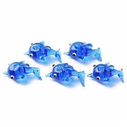 Handmade Lampwork Beads, Dolphin, Royal Blue, 25~28x17~18x12~13mm, Hole: 1.6mm(LAMP-T011-06)