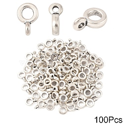 Tibetan Style Hangers, Bail Beads, Rondelle, Antique Silver, 6.5x2mm, Hole: 2mm, Inner Diameter: 3mm, 100pcs/set(TIBE-YW0001-92A)