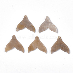 Cellulose Acetate(Resin) Pendants, Whale Tail Shape, Camel, 26~26.5x26.5x2.5mm, Hole: 1mm(X-KY-S158-30F)