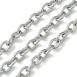 304 Stainless Steel Cable Chains, Textured Oval Link Chains, Unwelded, with Spool, Stainless Steel Color, 8x6x1.5mm, about 32.81 Feet(10m)/Roll(CHS-K018-11P)