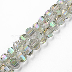 Electroplate Transparent Glass Beads Strands, AB Color Plated, Faceted, Round, Light Green, 9.5x8.5mm, Hole: 1.5mm, about 70pcs/strand, 24.80 inch(63cm)(EGLA-N002-30-C09)