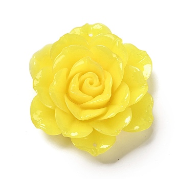 Synthetic Shell Dyed Carved Flower Connector Charms, Yellow, 50x45x19mm, Hole: 1.2mm