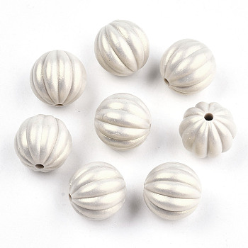 Spray Painted Acrylic Beads, Rubberized Style, Pumpkin, Pale Goldenrod, 17x16.5mm, Hole: 2mm, about 205pcs/500g