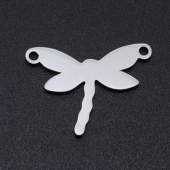 201 Stainless Steel Links connectors, Dragonfly, Stainless Steel Color, 19x14x1mm, Hole: 1.4mm