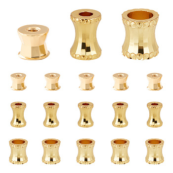 Elite 18Pcs 3 Style Brass Beads, Long-Lasting Plated, Vase & Column, Real 18K Gold Plated, 6pcs/style