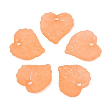 Transparent Acrylic Pendants, Frosted, Heart, Light Salmon, 16x15x3mm, Hole: 1.8mm, about 1400pcs/500g