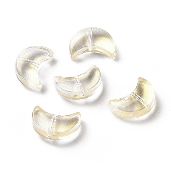 Transparent Spray Painted Glass Beads, Crescent Moon, Champagne Yellow, 14x9.5x5mm, Hole: 1mm