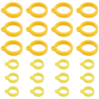 60Pcs 2 Style Silicone Pendant, for Electronic stylus & Lighter Making, Ring, Yellow, 29x13~24.5x7mm, Hole: 3mm, 30pcs/style
