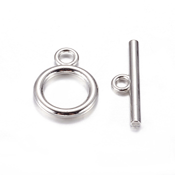 Alloy Toggle Clasps, Tibetan Style Jewelry Components, Cadmium Free & Lead Free, Platinum, Ring: 19x14mm, Bar: 2x22mm, Hole: 2.5mm