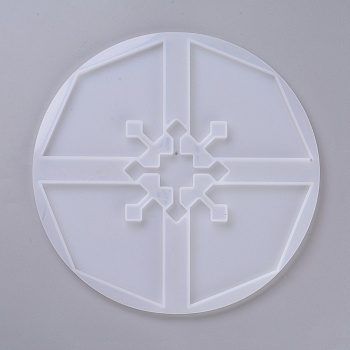 Silicone Cup Mats Molds, Resin Casting Molds, For UV Resin, Epoxy Resin Jewelry Making, Coaster, Flower, White, 256x8mm