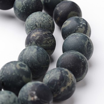 Frosted Round Natural Kambaba Jasper Bead Strands, 10mm, hole: 1mm, about 38~39pcs/strand, 15 inch