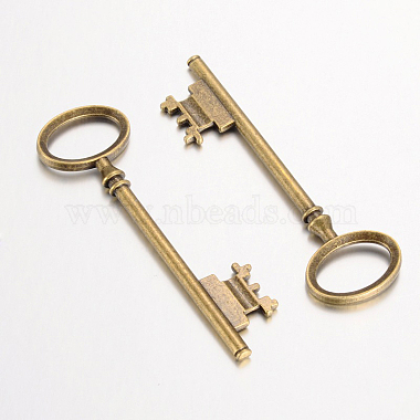 Tibetan Style Alloy Skeleton Key Large Pendants(TIBEP-S105-AB-RS)-2