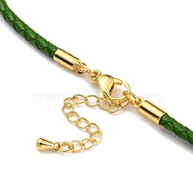 pulseras de eslabones de cordón trenzado de cuero(MAK-K022-01G-11)-3