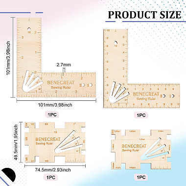 benecreat 1 セット木製縫い目ガイド定規セット(DIY-BC0006-83)-2