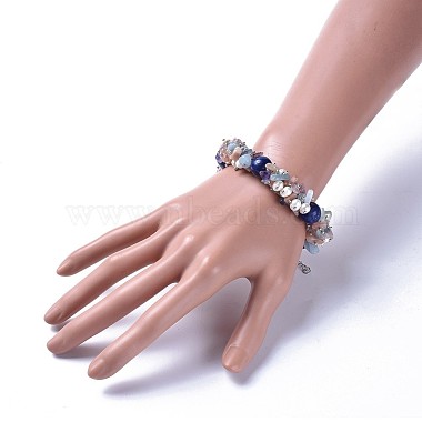 Armbänder aus natürlichen Mischsteinen und Lapislazuli-Perlen (gefärbt).(BJEW-JB04163-02)-5