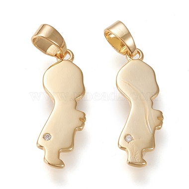 Golden Clear Human Brass+Cubic Zirconia Pendants