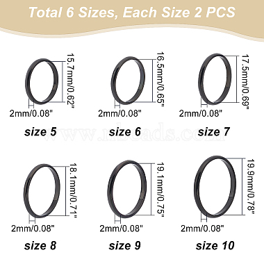 Unicraftale 12Pcs 6 Style 2mm Polished Plain Dome Finger Rings(RJEW-UN0001-22)-2