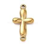 304 Stainless Steel Connector Charms, Religion Cross Links, Ion Plating(IP), Golden, 21x12x3mm, Hole: 1.2mm(STAS-H264-07G)