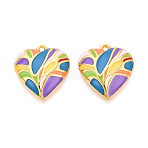 Rack Plating Alloy Enamel Pendants, Heart Charms, Golden, Colorful, 22x20.5x4.5mm, Hole: 1.5mm(ENAM-T024-64A-G)