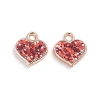 CCB Plastic Pendants, with Paillette, Heart, Red, 17x15.5x3mm, Hole: 3mm(CCB-TAC0001-03A)