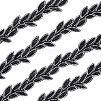 2 Yards Leaf Polyester Lace Trim, Glass Rhinestone Ribbons for Garment Accessories, Black, 2 inch(50mm)(OCOR-GA0002-43A)