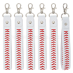 12Pcs Imitation Leather Pendant Decorations, Rectangle, Baseball, White, 188mm(KEYC-DR0001-19B)