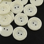 40L(25mm) White Flat Round Acrylic 2-Hole Button(BUTT-E083-A-01)
