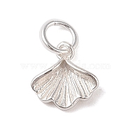 925 Sterling Silver Leaf Charms, with Jump Rings & 925 Stamp, Silver, 10x10.5x2.5mm, Hole: 4mm(STER-K181-05S)