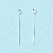 Brass Eye Pin, Cadmium Free & Lead Free, Silver, 25~25.5x2.7x0.5mm, 24 Gauge, Hole: 1.6mm(KK-WH0058-01A-S)