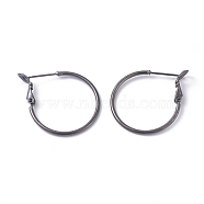 Brass Hoop Earrings, Ring, Gunmetal, 24x1.5mm, Pin: 0.7mm(KK-I665-26B-B)