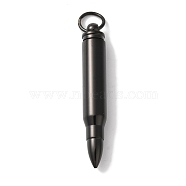 304 Stainless Steel Openable Pendants, with Jump Ring, Bullet Charm, Black, 42.5x6.5mm, Hole: 6mm(STAS-Z075-02EB)