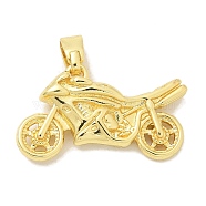 Rack Plating Brass Pendants, Long-Lasting Plated, Lead Free & Cadmium Free, Motorbike Charms, Real 18K Gold Plated, 14.5x25x5.5mm, Hole: 5x2.5mm(KK-K293-35G-01)