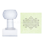Plastic Stamps, DIY Soap Molds Supplies, Square, Floral Pattern, 38x38x18mm(DIY-WH0350-015)
