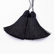Nylon Tassels Big Pendant Decorations, Black, 154mm(HJEW-L012-09)