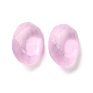 Frosted Glass Rhinestone Cabochons, Faceted, Pointed Back, Egg Shape, Light Rose, 14x10x5.5mm(RGLA-G022-05A-223)