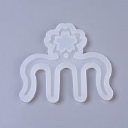 Music Book Clip Silicone Molds, Resin Casting Molds, For UV Resin, Epoxy Resin Jewelry Making, Sakura Comb, White, 100x109x6.5mm(DIY-WH0146-45B)