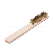 Wire Brush, with Wooden Handle, for Cultural Relics Cleaning, Golden, 205x25x13mm(AJEW-WH0017-90A)