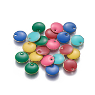 Brass Enamel Charms, Enamelled Sequins, Flat Round, Golden, Mixed Color, 10x1.7mm(X-KK-F799-04)