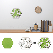 Custom Wool Felt & Wood Wall Decorations, Home Decorations, Hexagon, Leaf Pattern, Finished: 305x265mm, 1pc(DIY-WH0376-003)