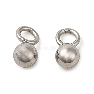 304 Stainless Steel Charms, Ball Charm, Stainless Steel Color, 6x3mm, Hole: 2mm(STAS-A093-01A-P)