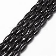 Natural Black Onyx Beads Strands, Grade A, Dyed & Heated, Faceted, Rice, 16x6mm, Hole: 1mm, about 25pcs/strand, 15.16 inch~15.35 inch(G-P161-28-16x6mm)