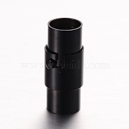 304 Stainless Steel Locking Tube Magnetic Clasps, Column, Gunmetal, 18x8mm, Hole: 6mm(STAS-G140-79-6mm)
