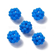 Handmade Plastic Woven Beads, Frosted Round, Dodger Blue, 15mm, Hole: 3mm(KY-P015-04E)