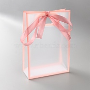 Rectangle Plastic Packaging Gift Bags with Hole Handle and Silk Ribbon, Rectangle, Light Salmon, 26.1x18.1x0.1~0.2cm(ABAG-WH0044-61A)